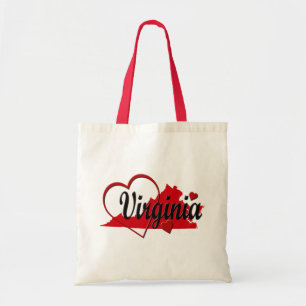 I Love Virginia Hearts Map Budget Tote Bag