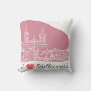 I Love Volkovysk Belarus Architecture Cathedral Cushion