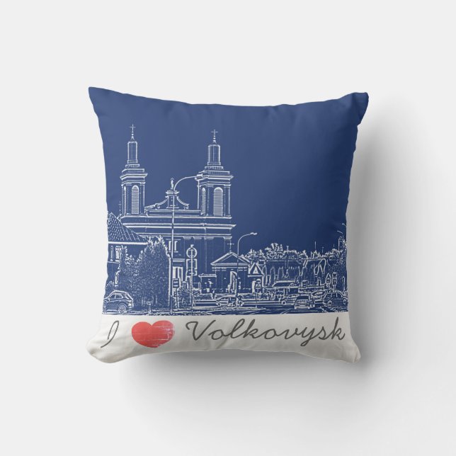 I Love Volkovysk Belarus Architecture Cathedral Cushion (Front)