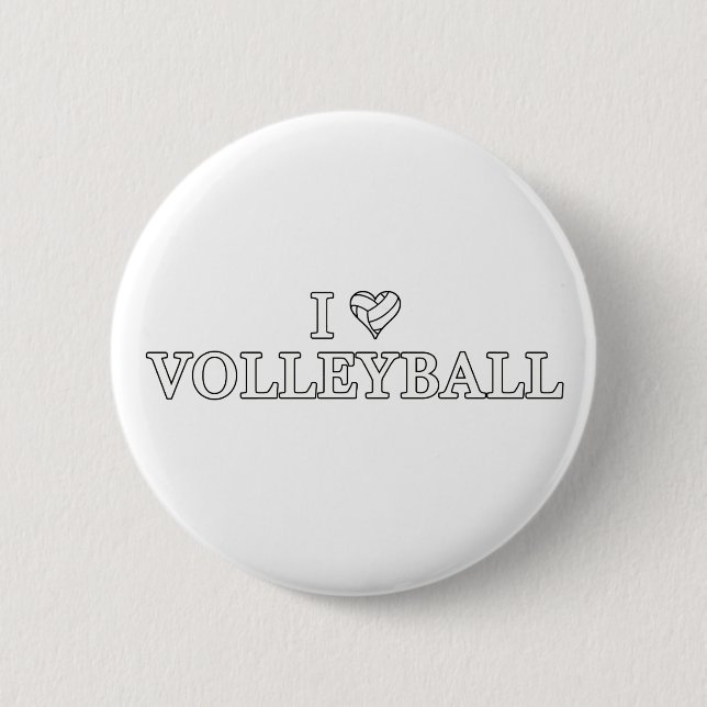 I Love Volleyball 6 Cm Round Badge (Front)
