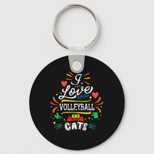 I Love Volleyball And Cats - Volleyball Gifts For Key Ring