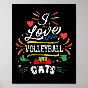 I Love Volleyball And Cats - Volleyball Gifts For Poster