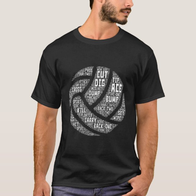 I Love Volleyball Beach Sports Players Word Art De T-Shirt (Front)