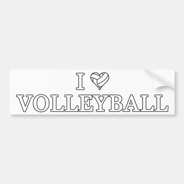 I Love Volleyball Bumper Sticker (Front)