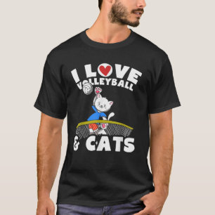 I Love Volleyball Cats Feline Kitty Workout Fitnes T-Shirt