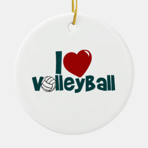 I Love Volleyball Ceramic Tree Decoration