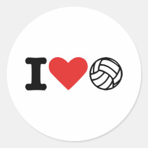 I love volleyball classic round sticker
