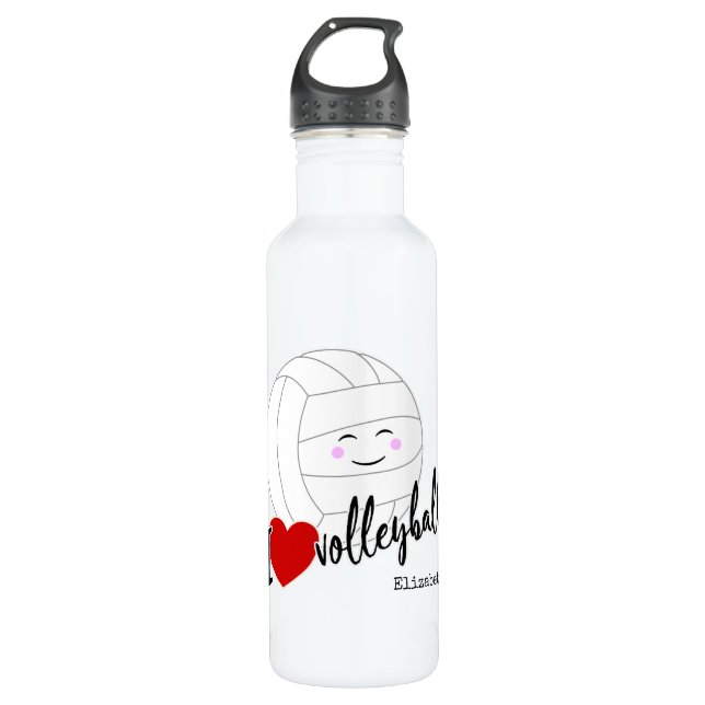 I love volleyball happy kawaii girls' volleyball 710 ml water bottle (Front)