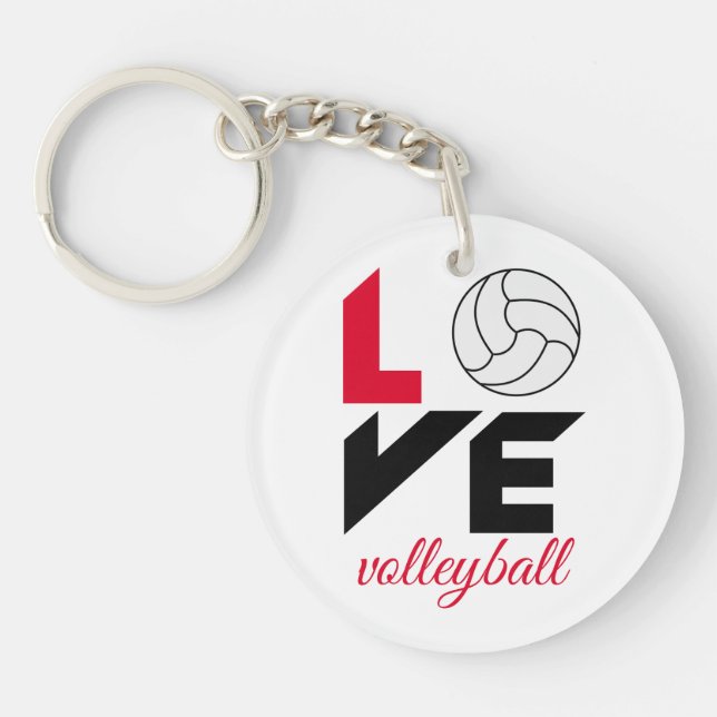 I Love volleyball Key Ring (Front)