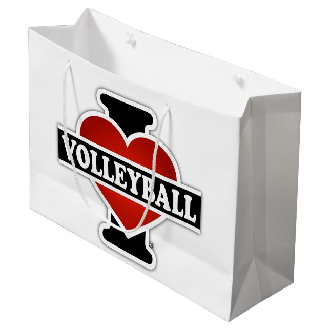 I Love Volleyball Large Gift Bag (Front Angled)