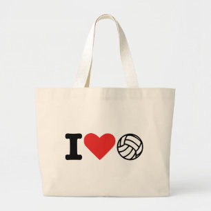 I love volleyball large tote bag