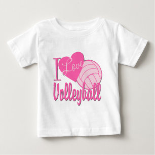 I Love Volleyball Pink Baby T-Shirt
