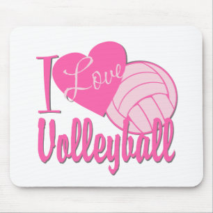 I Love Volleyball Pink Mouse Mat