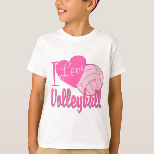 I Love Volleyball Pink T-Shirt