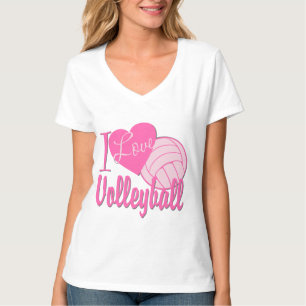 I Love Volleyball Pink T-Shirt