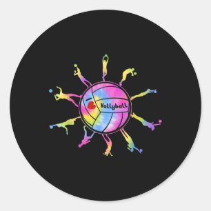I Love Volleyball Sport Tie Dey Volleyball Fans Te Classic Round Sticker