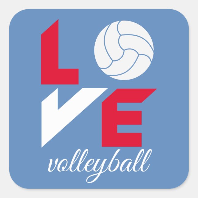 I Love volleyball Square Sticker (Front)