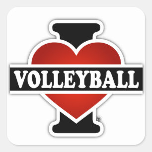 I Love Volleyball Square Sticker
