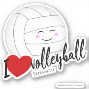 I love volleyball typography cute kawaii