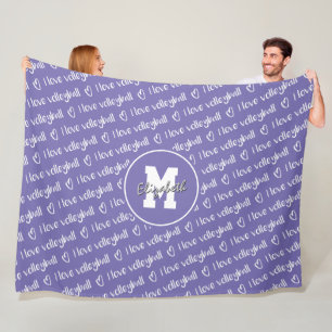 I love volleyball typography lilac ANY colour Fleece Blanket