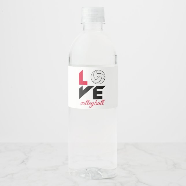 I Love volleyball Water Bottle Label (Front)