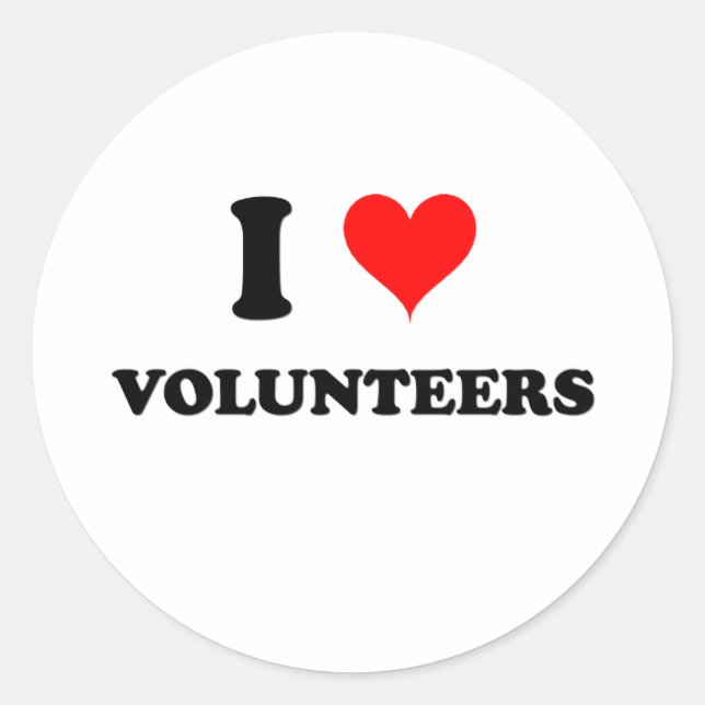 I Love Volunteers Classic Round Sticker (Front)