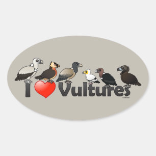 I Love Vultures (Eurasia) Oval Sticker