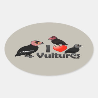 I Love Vultures (North America) Oval Sticker