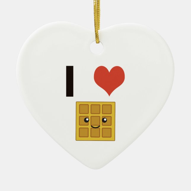 I love Waffles Ceramic Tree Decoration (Front)