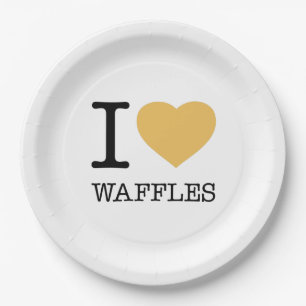 I LOVE WAFFLES PAPER PLATE