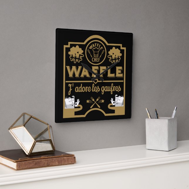 I love Waffles Square Wall Clock (Office)