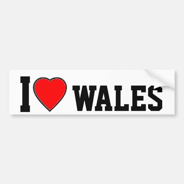 I Love Wales Bumper Sticker (Front)