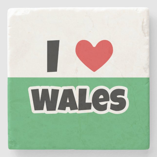 I love Wales Stone Coaster (Front)