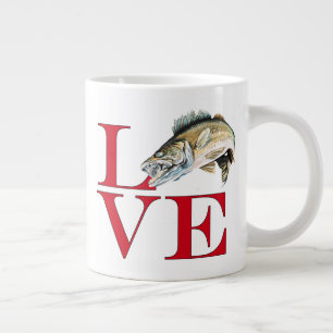 I Love Walleye Large Coffee Mug