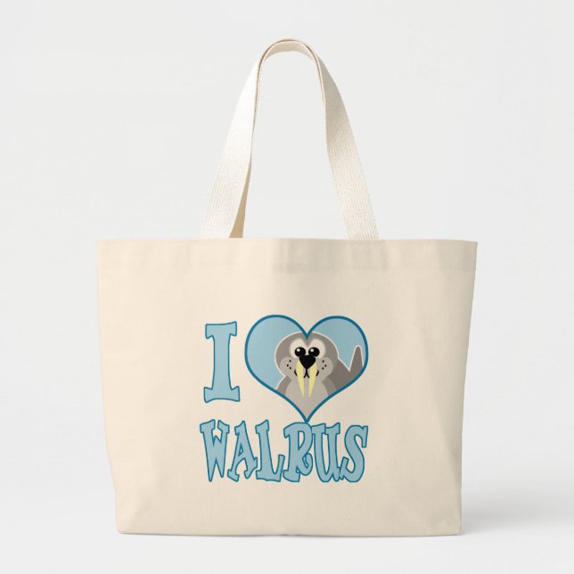 I Love walrus Large Tote Bag (Front)