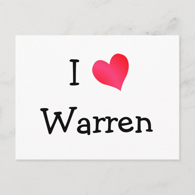I Love Warren Postcard (Front)