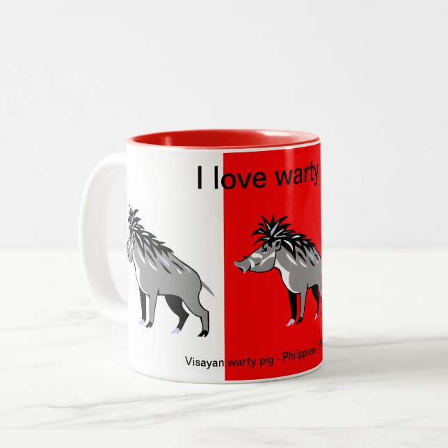  I love Warty PIGS- Warthog - Wildlife -  Two-Tone Coffee Mug (Front Left)