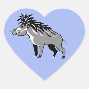 I love Warty PIGS - Wildlife - Nature - Heart Sticker