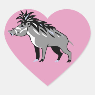 I love Warty PIGS - Wildlife - Nature - Heart Sticker