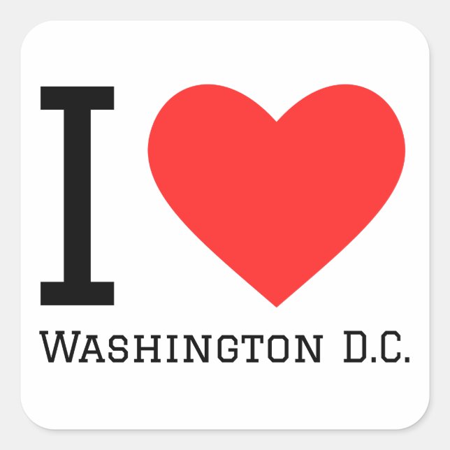 I love Washington D.C. Square Sticker (Front)