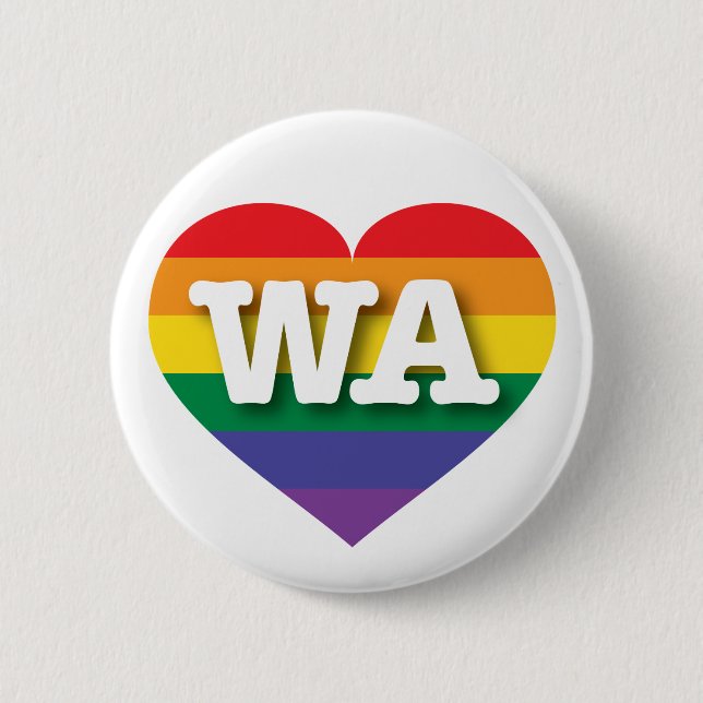 I Love Washington State Rainbow Heart 6 Cm Round Badge (Front)