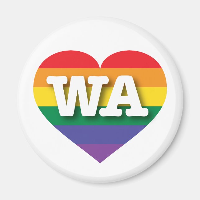 I Love Washington State Rainbow Heart Magnet (Front)