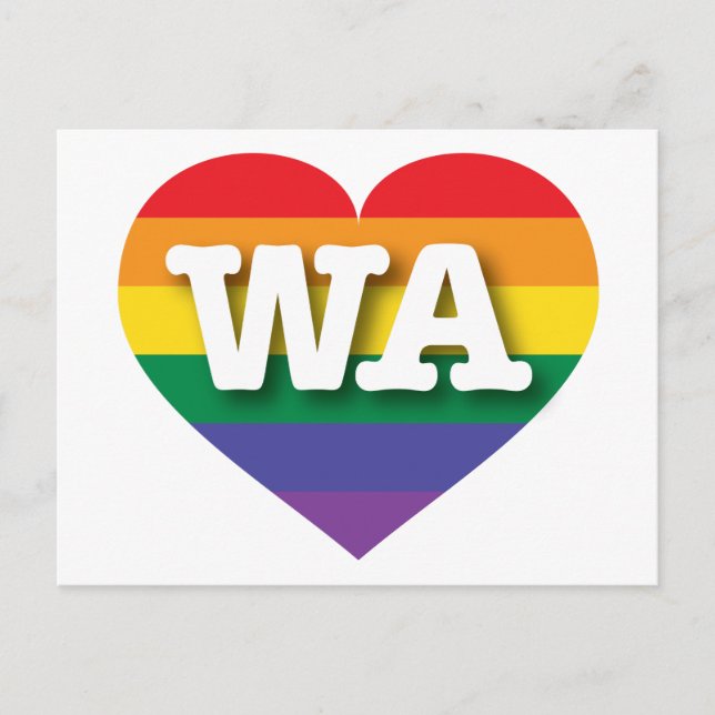 I Love Washington State Rainbow Heart Postcard (Front)
