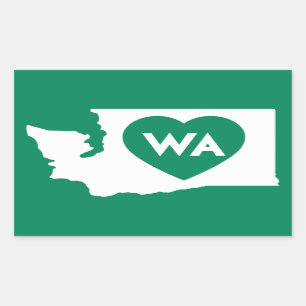 I Love Washington State Rectangle Stickers