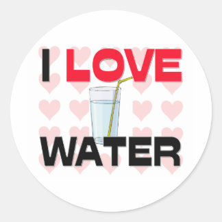 I Love Water Classic Round Sticker