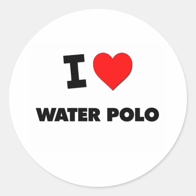 I Love Water Polo Classic Round Sticker (Front)