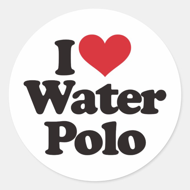 I Love Water Polo Classic Round Sticker (Front)