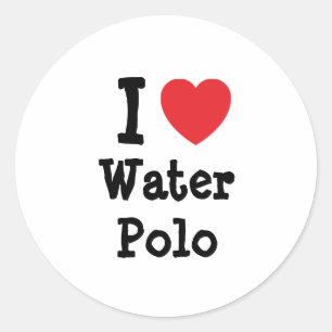 I love Water Polo heart custom personalised Classic Round Sticker