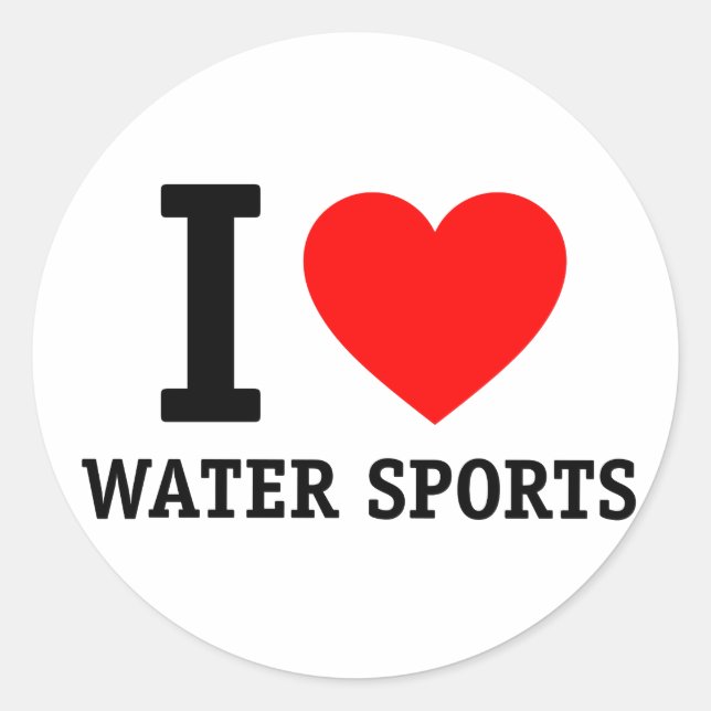 I Love Water Sports Classic Round Sticker (Front)