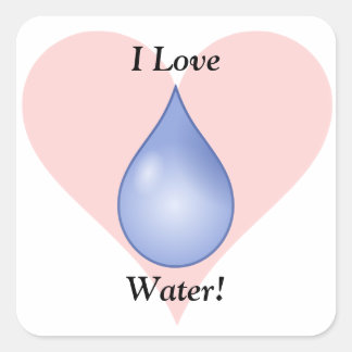 I Love Water! Square Sticker